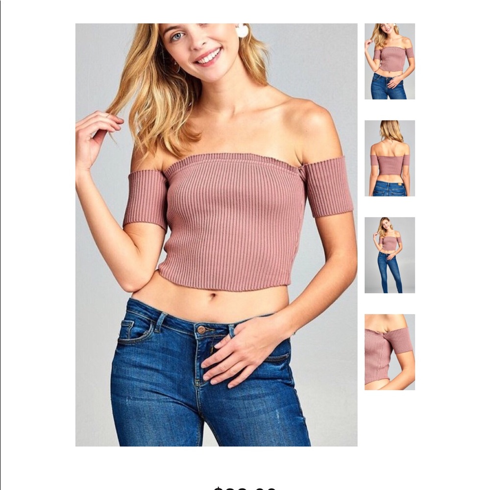 Ribbed Off Shoulder Top